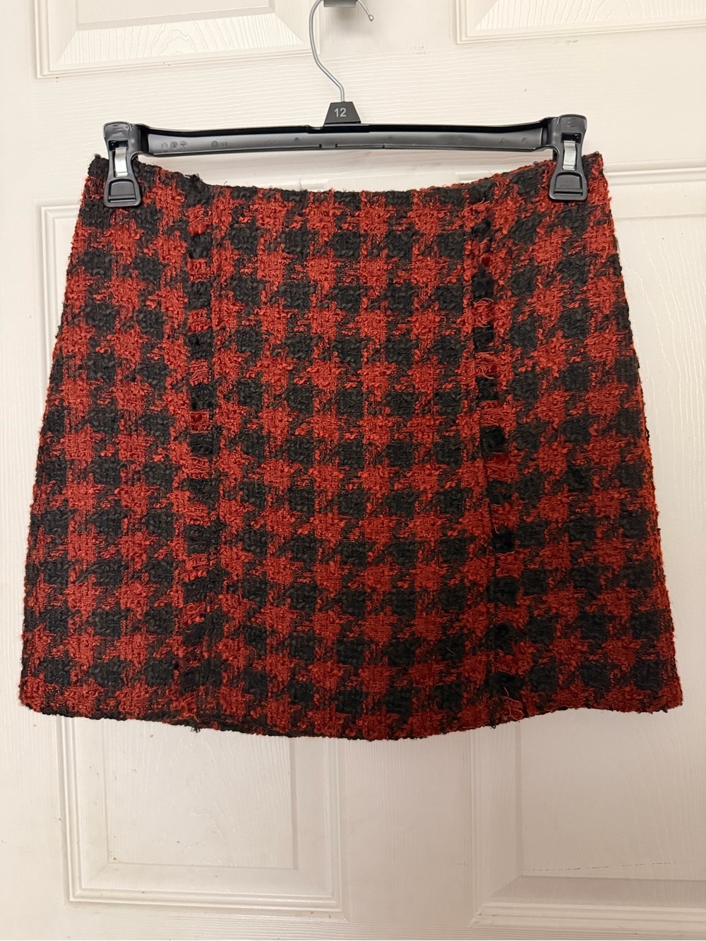Rust and Black Houndstooth A-Line Skirt